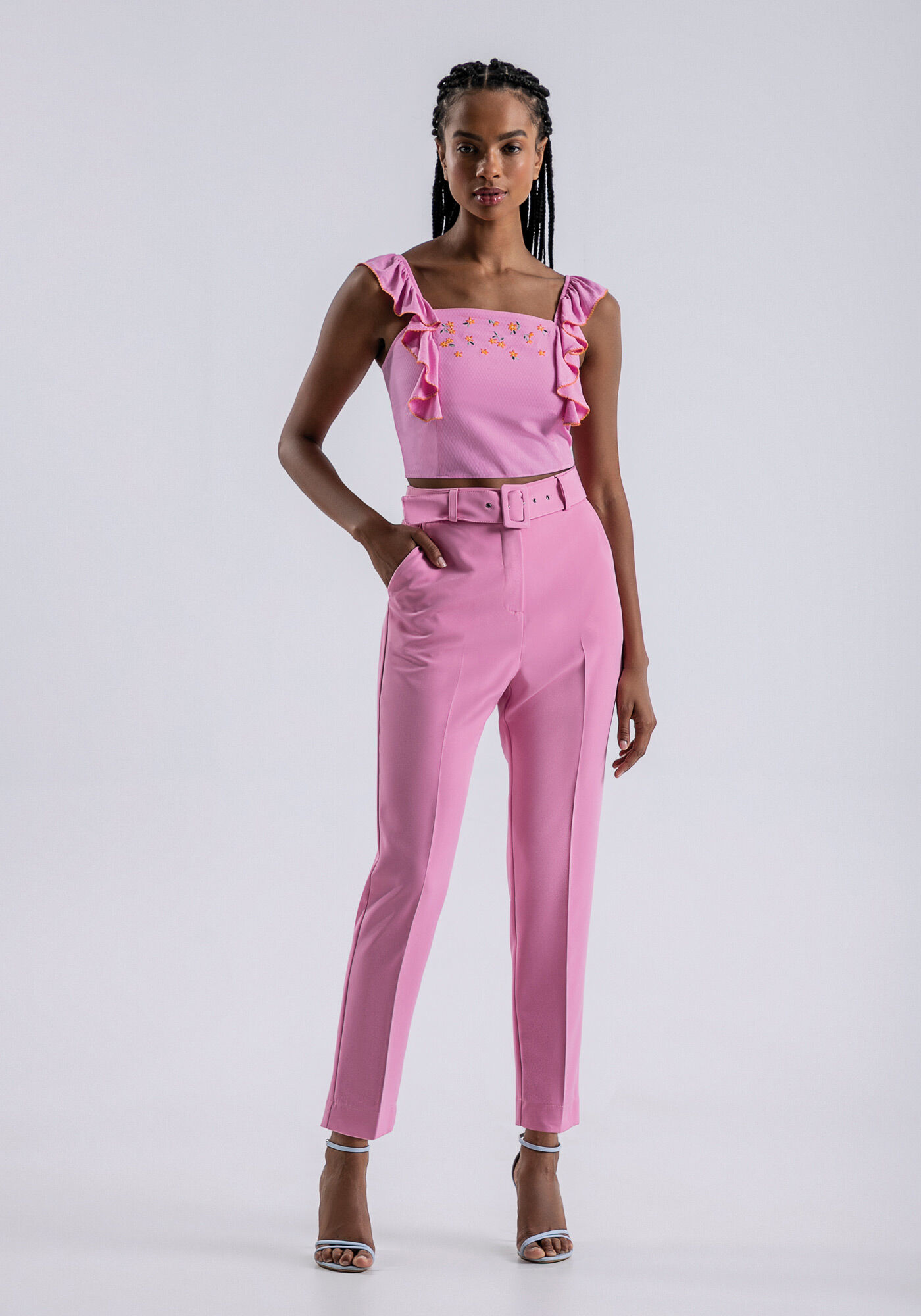 Cal&ccedil;a Carrot Tecido Petra com Cinto, , large.