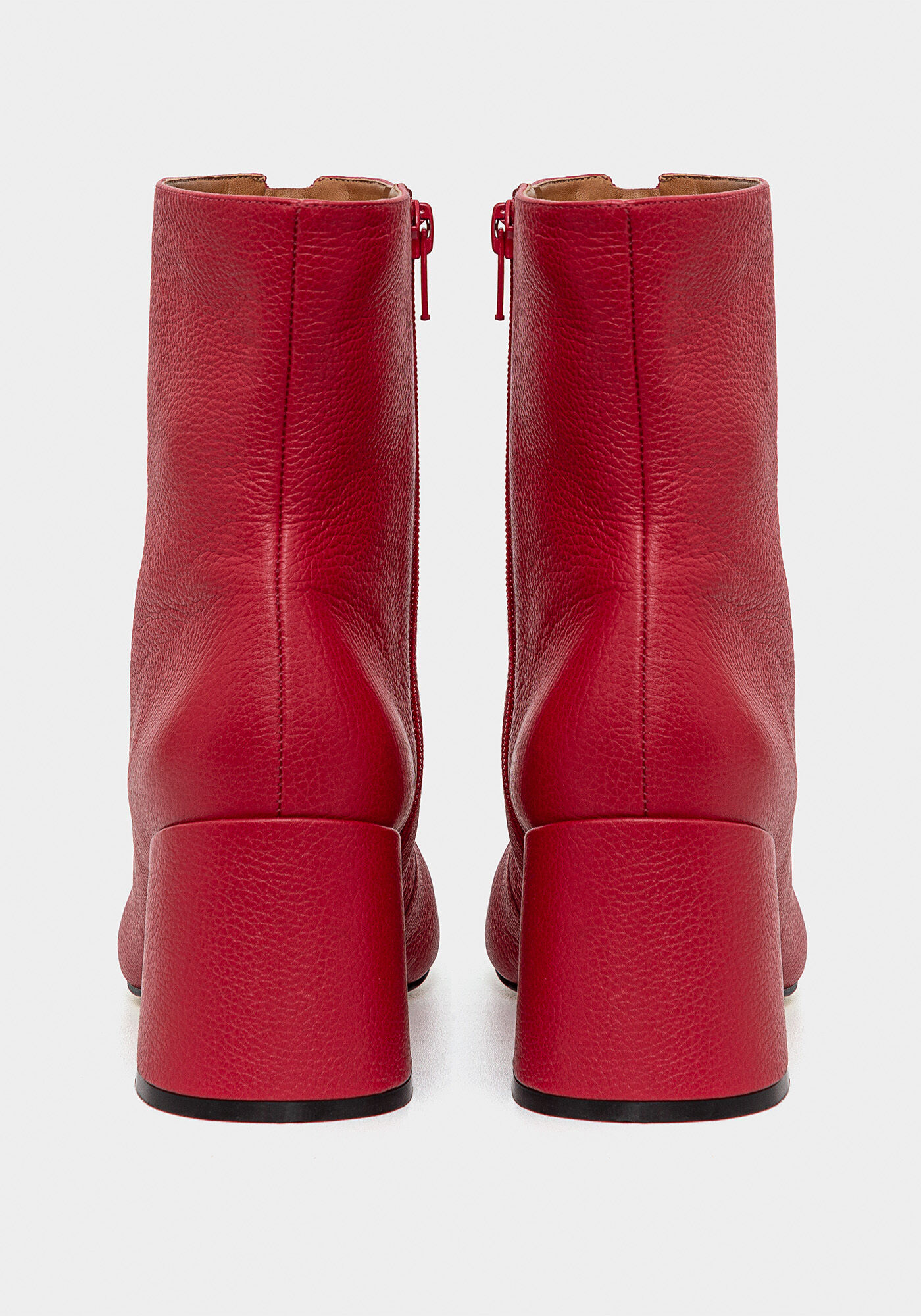 Bota Salto Bloco Z&iacute;per Couro, , large.