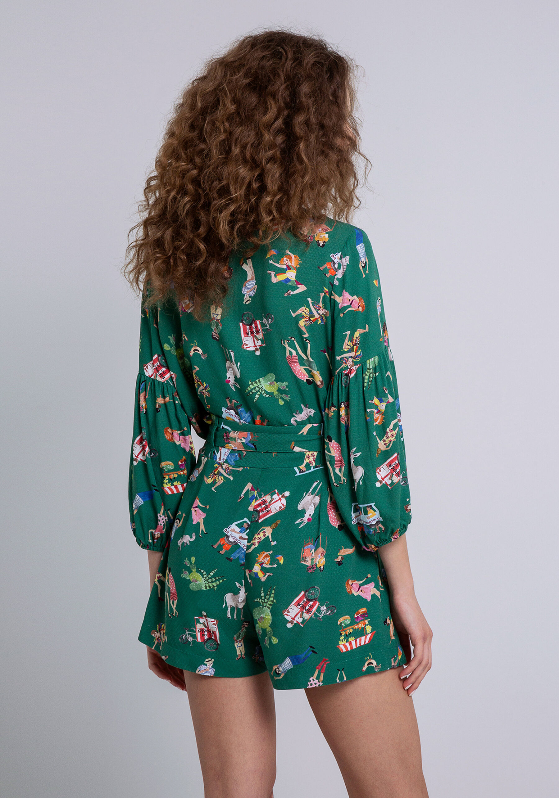 Shorts Estampado em Viscose com Faixa, FESTA DE RUA. Shorts Estampado em Viscose com Faixa, FESTA DE RUA, large.