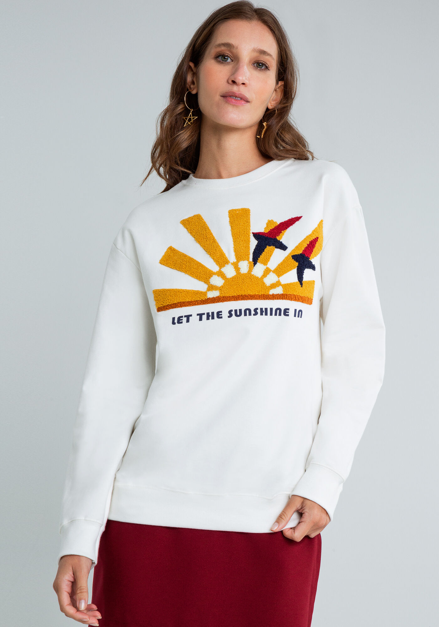 Blus&atilde;o Manga Longa Bordado, BRANCO OFF WHITE, large.