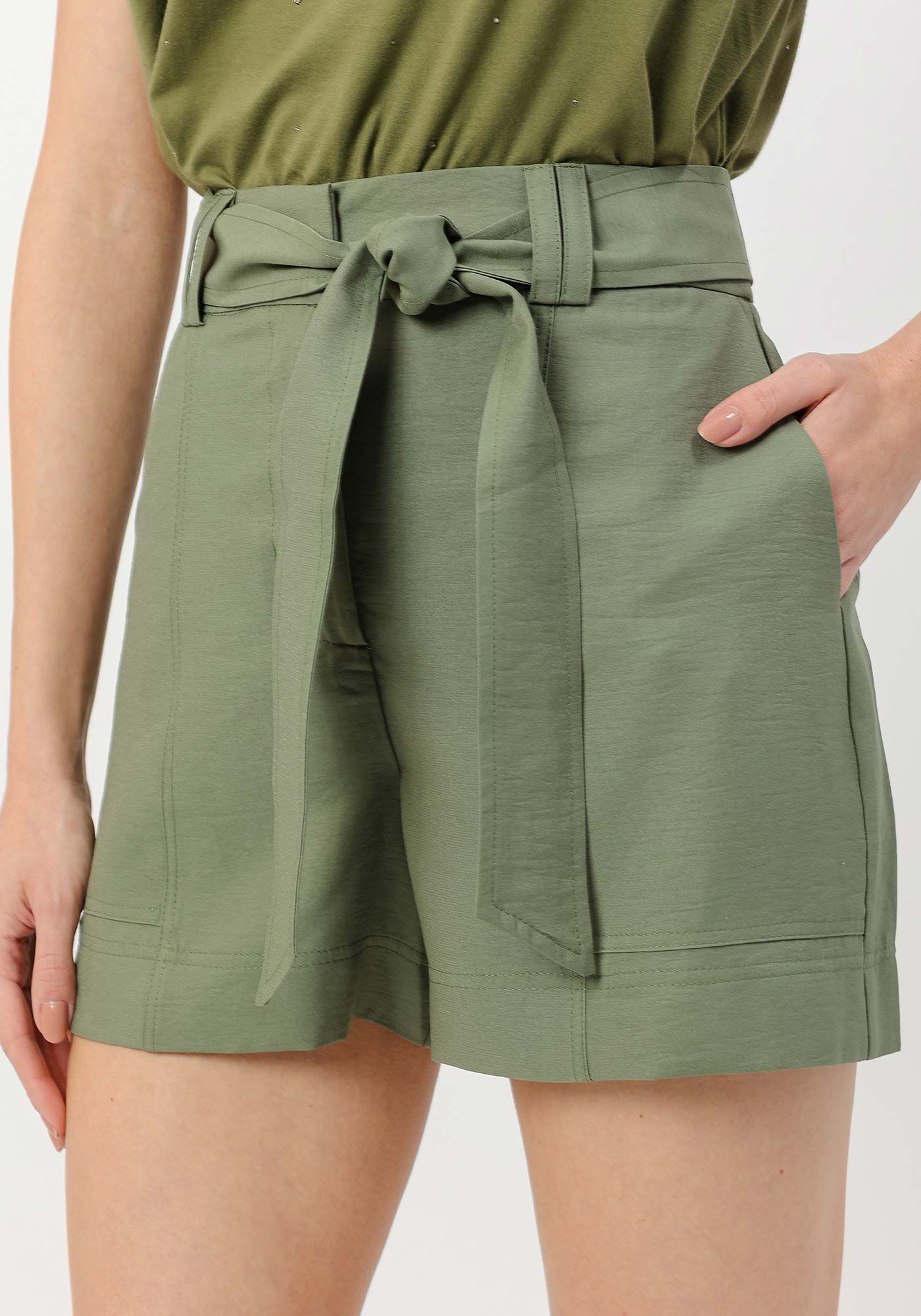 Shorts Cintura Alta com Cinto, , large.