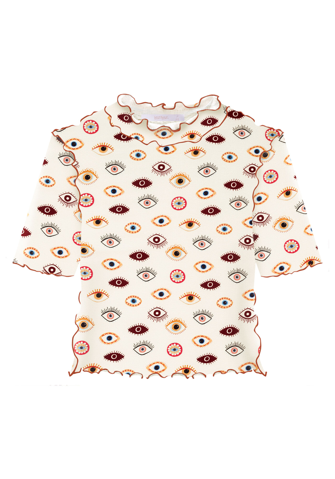 Blusa Canelada Gola Alta com Pic&ocirc;, OLHARES, large.