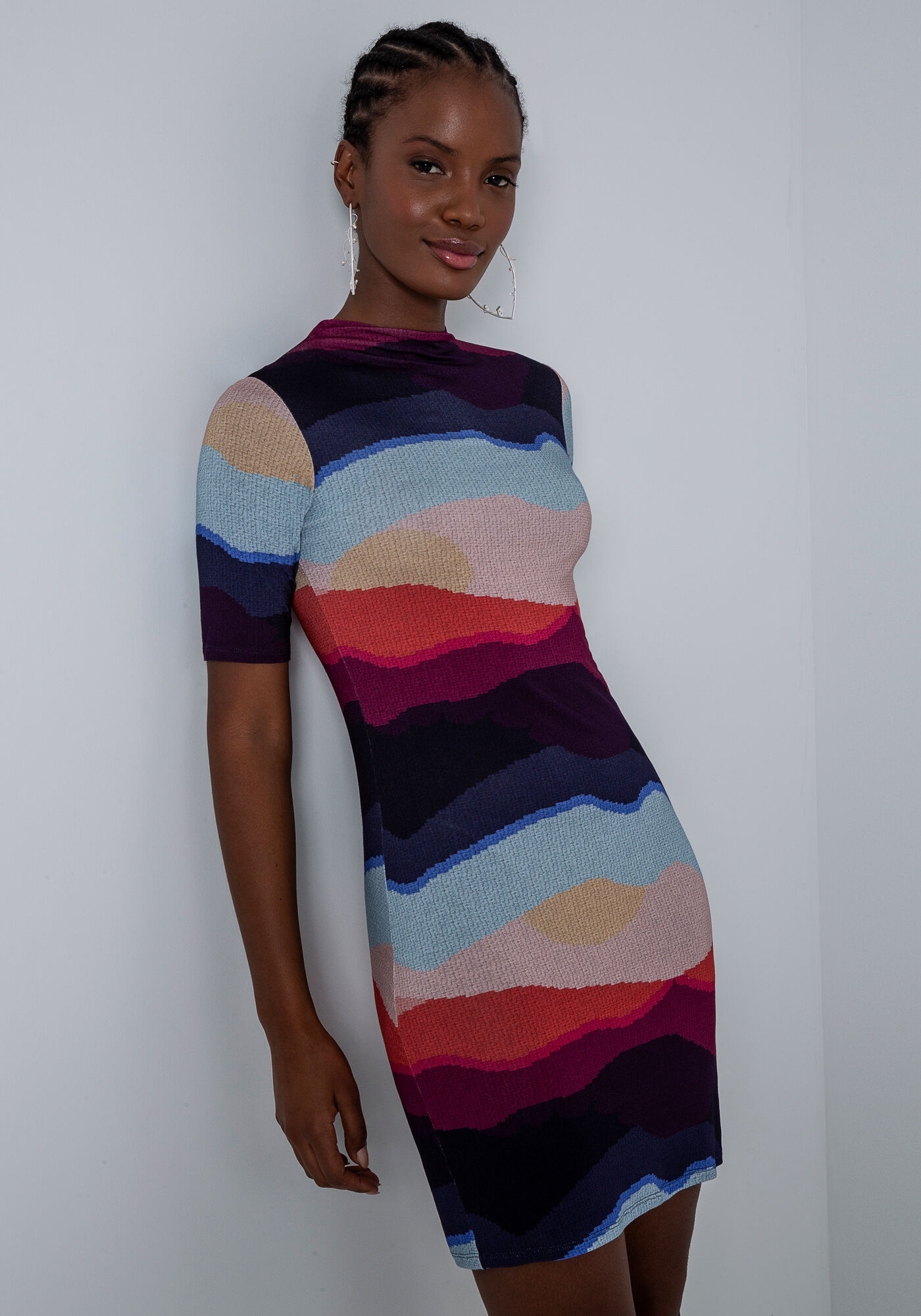 Vestido Curto em Malha Estampado Lez a Lez