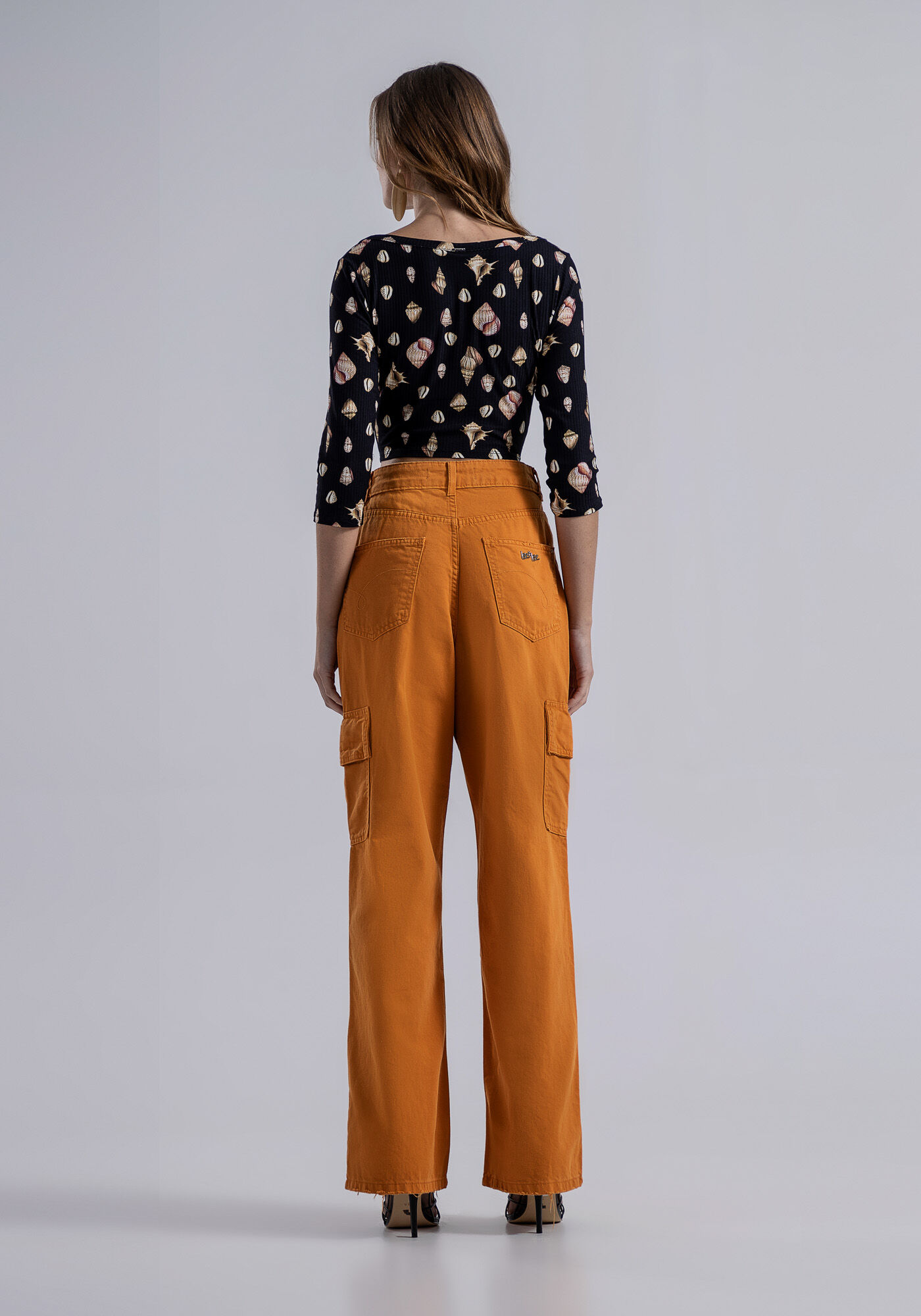 Blusa Cropped Canelada Manga 3/4 Estampada, , large.