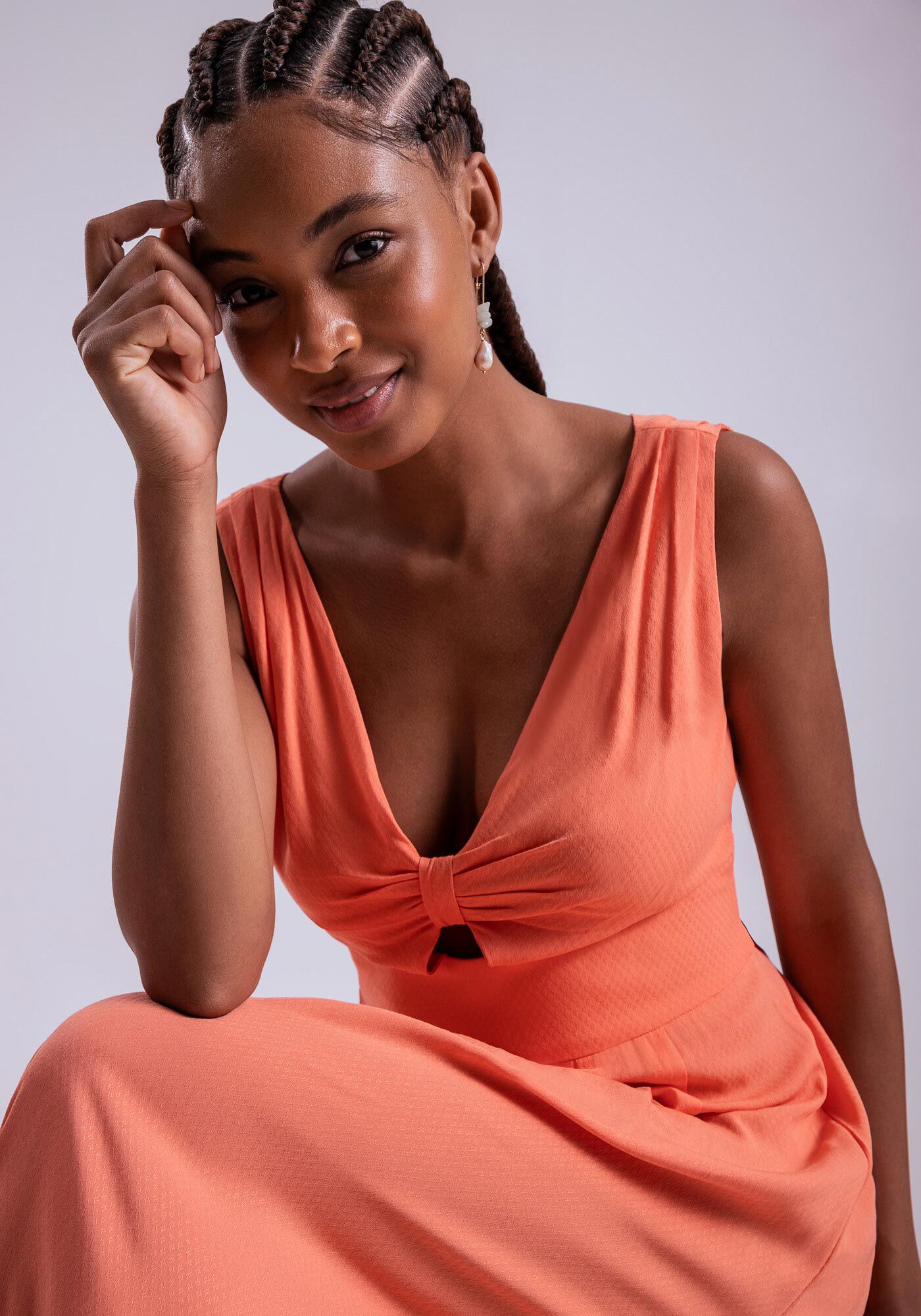 Vestido Midi Viscose com Recorte Busto, , large.