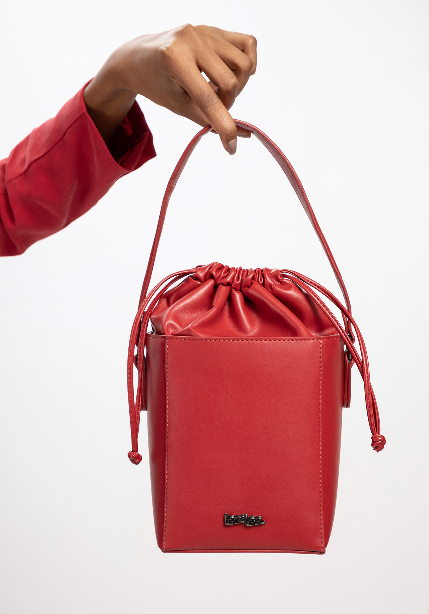 Bolsa Bucket com Al&ccedil;a Dupla, VERMELHO ALMOND, large.