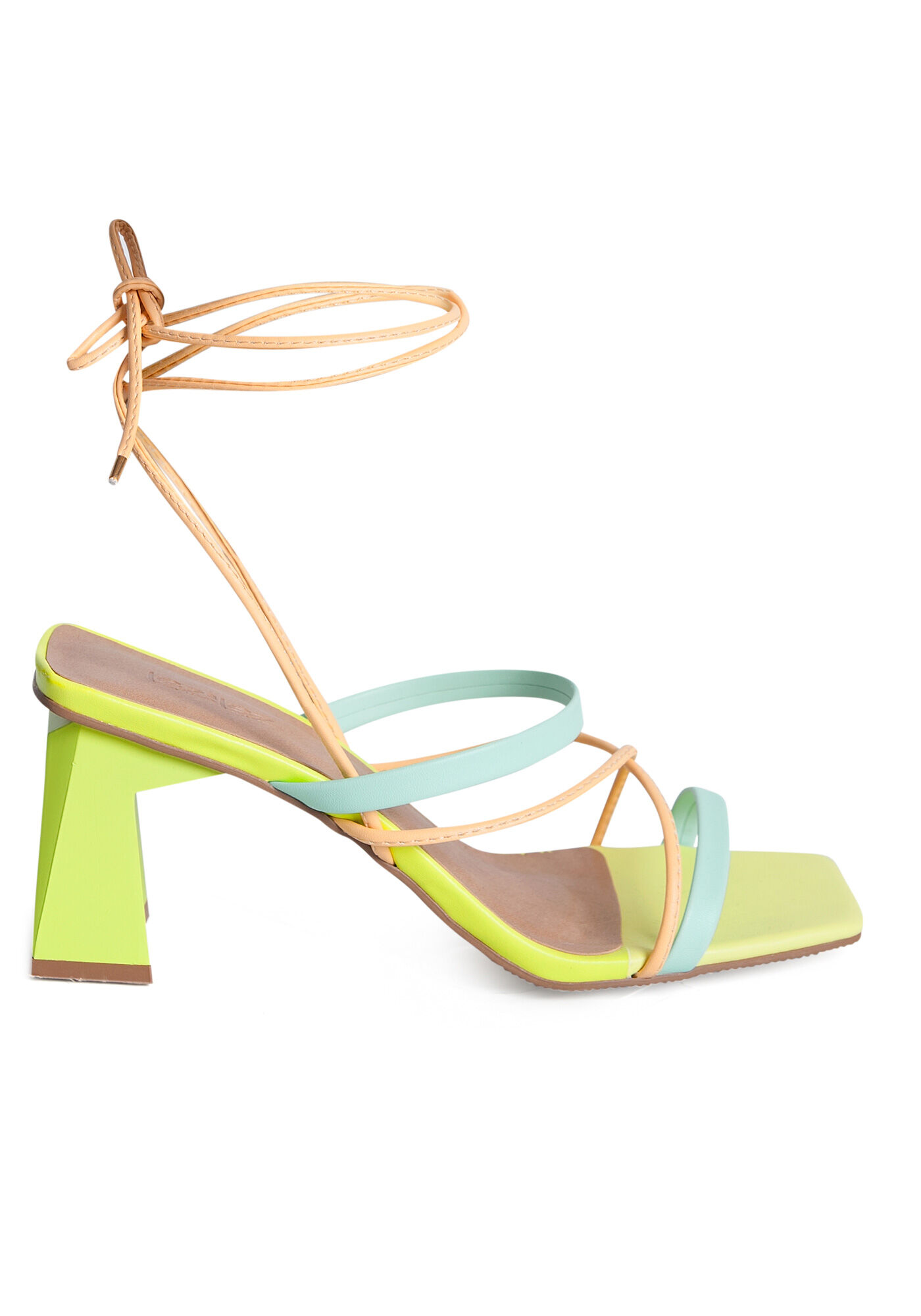 Sand&aacute;lia Salto Bloco Geom&eacute;trico com Amarra&ccedil;&atilde;o, , large.