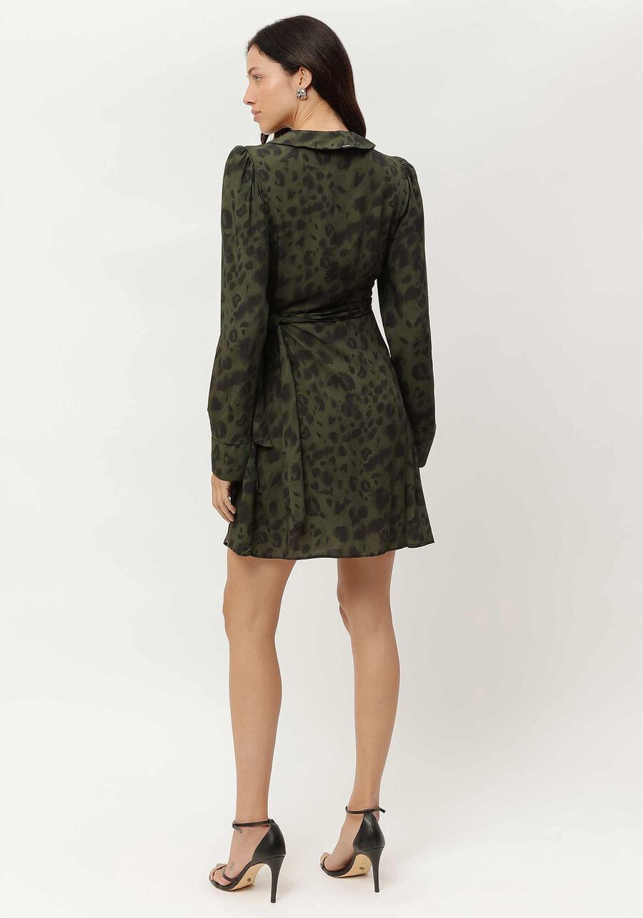 Vestido Curto Manga Longa em Viscose Transpassado, . Vestido Curto Manga Longa em Viscose Transpassado, , large.