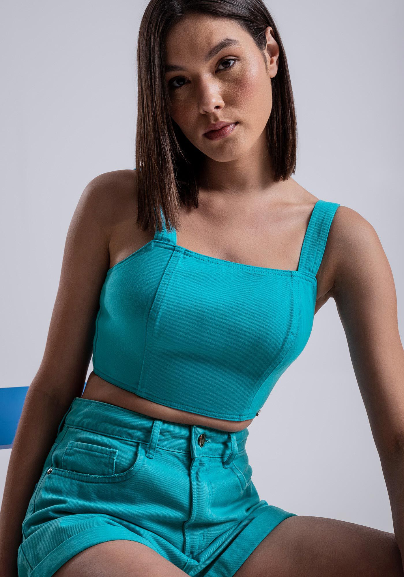 Shorts Sarja Mom com Cintura Super Alta, , large.