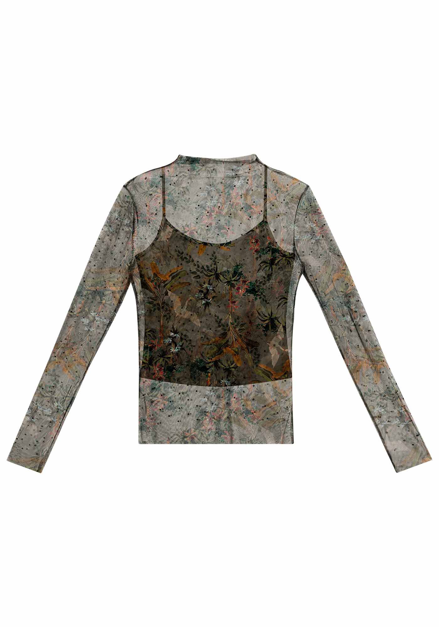 Blusa Manga Longa em Tule Po&aacute; com Gola Alta, , large.