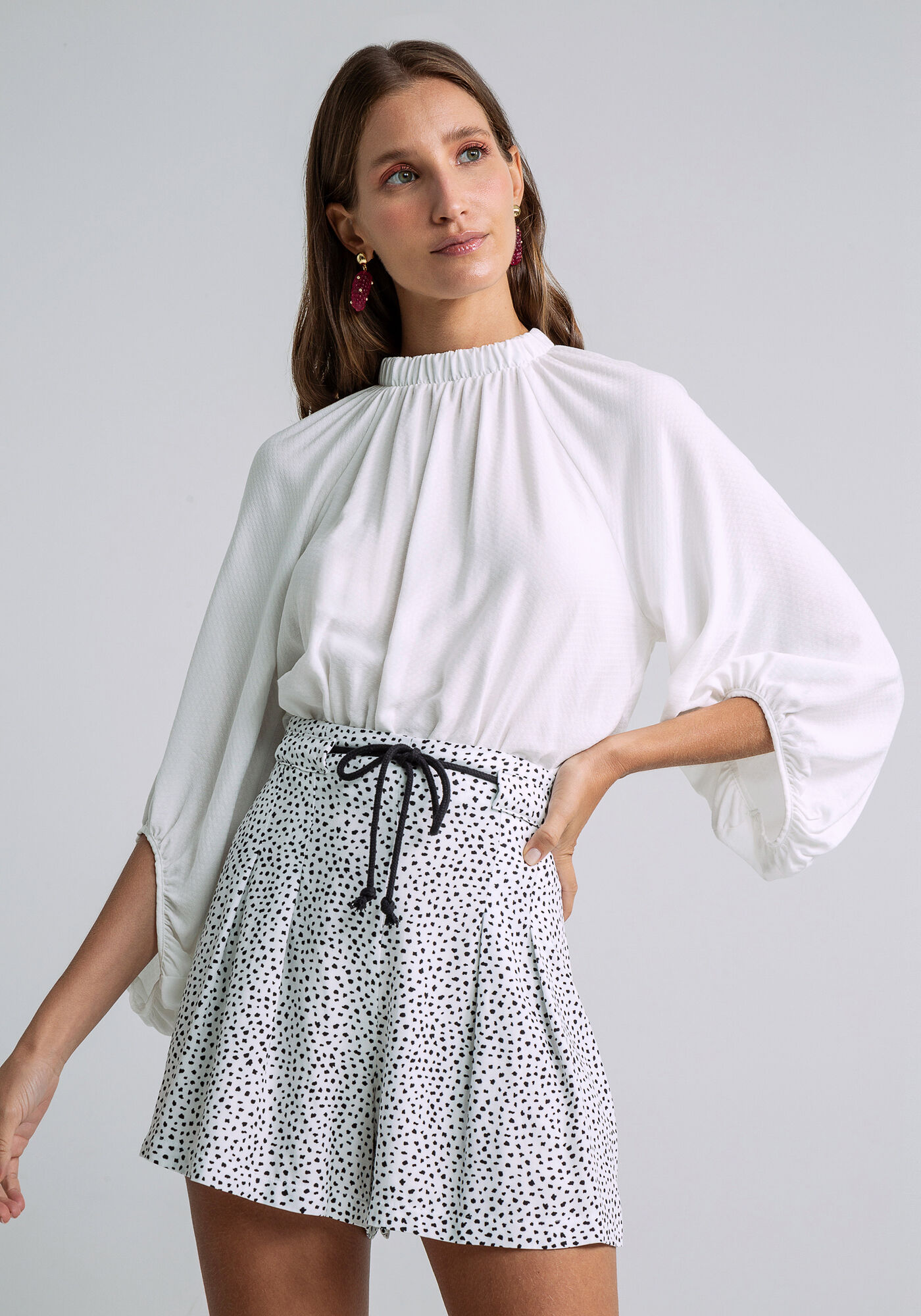 Blusa Cropped Manga 3/4 Bufante, OFF WHITE, large.