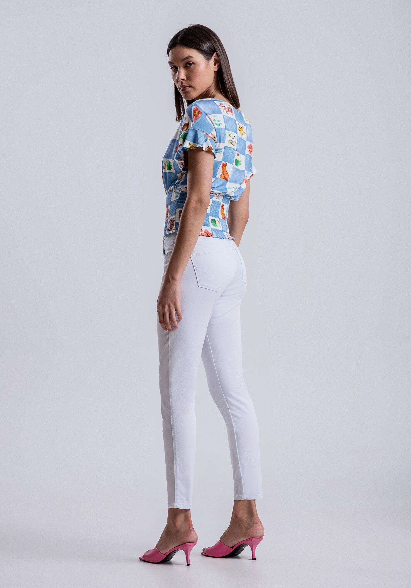 Blusa Estampada em Malha MVS com Lastex Barra, , large.