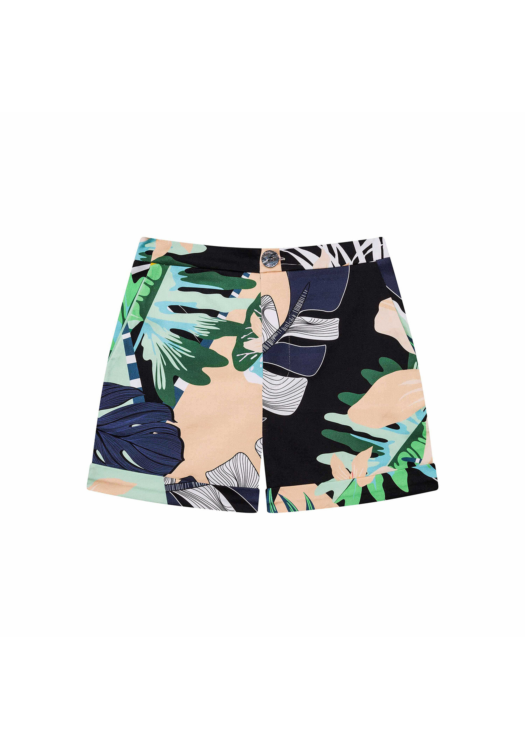Shorts Cintura Alta Estampa Pelican, . Shorts Cintura Alta Estampa Pelican, , large.