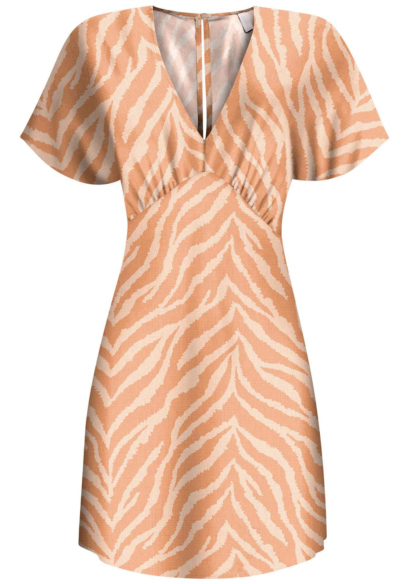 Vestido Curto Estampado com Franzido Busto, , large.