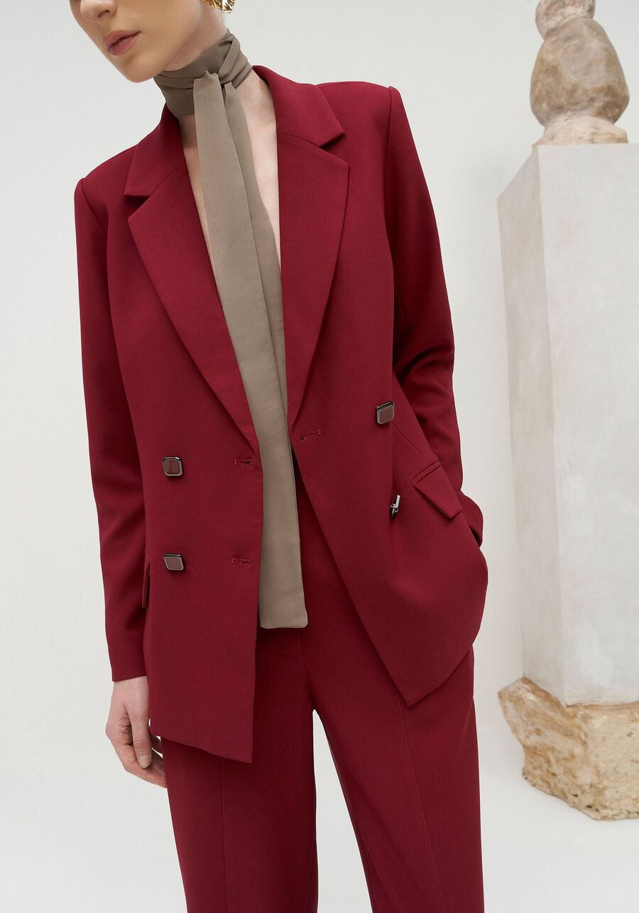 Blazer Alfaiataria com Abotoamento Duplo, BORDO KIR ROYALLE. Blazer Alfaiataria com Abotoamento Duplo, BORDO KIR ROYALLE, large.