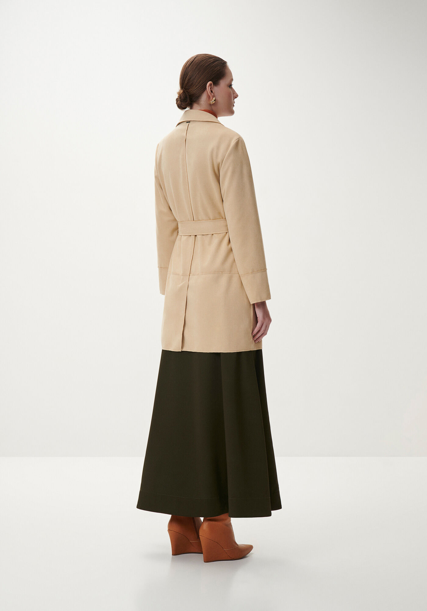 Sobretudo em Suede com Cinto, , large.