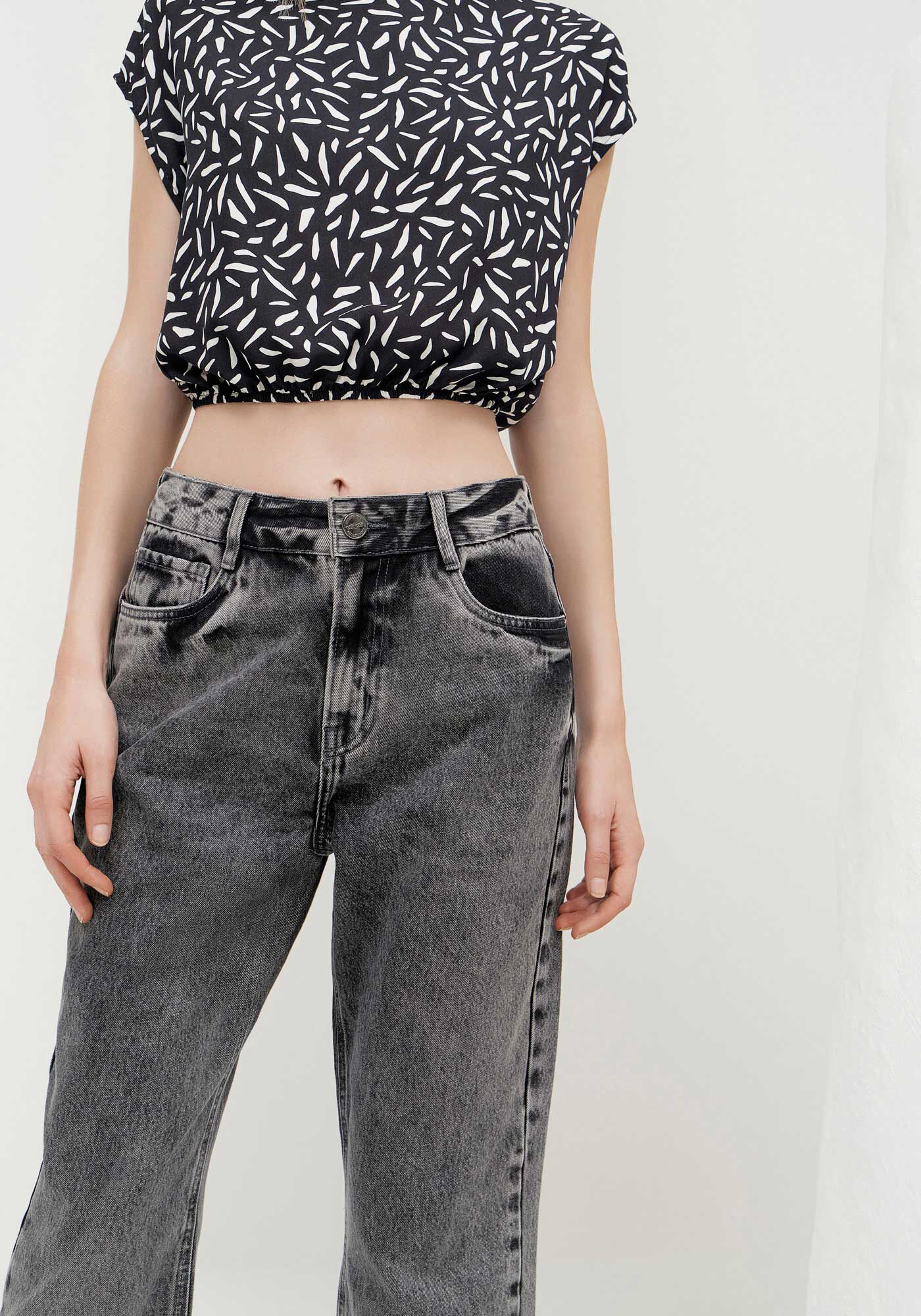 Cal&ccedil;a Jeans Reta Cropped Preta Estonada, , large.