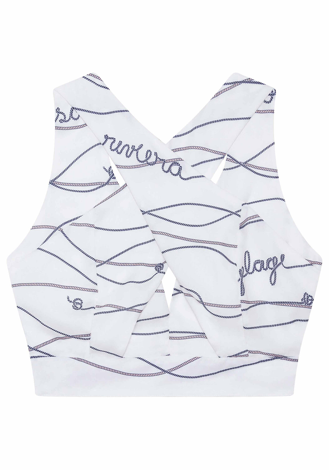 Regata Cropped Transpassada Tecido, , large.