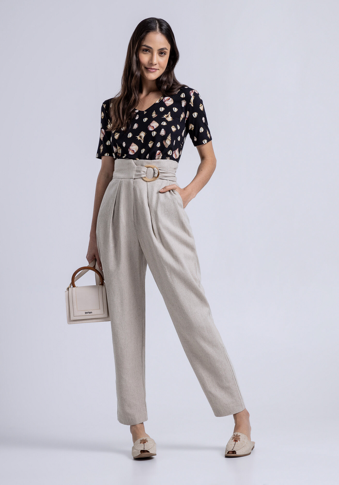 Blusa Manga Curta em Malha MVS com Decote V, , large.