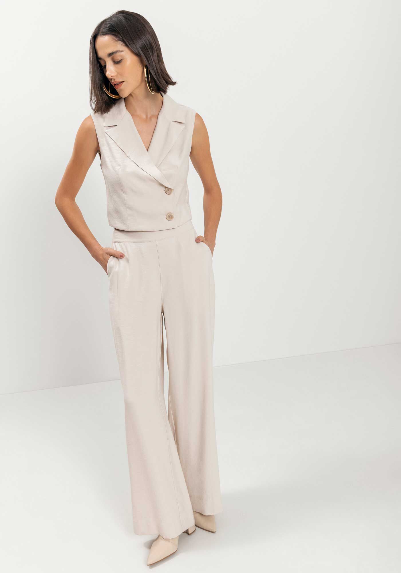 Cal&ccedil;a Reta De Cintura M&eacute;dia Com El&aacute;stico Posterior, , large.