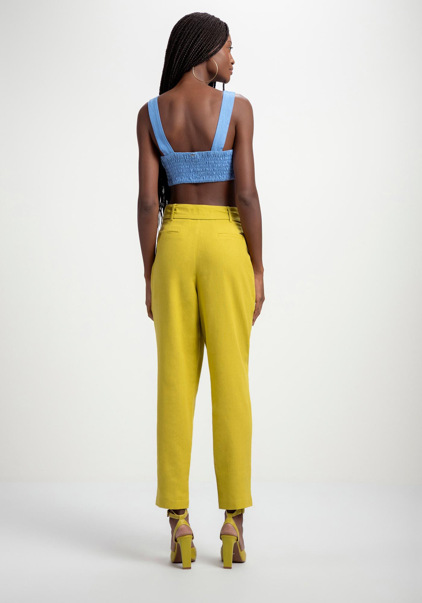 Blusa Cropped em Linho com Pregas, , large.