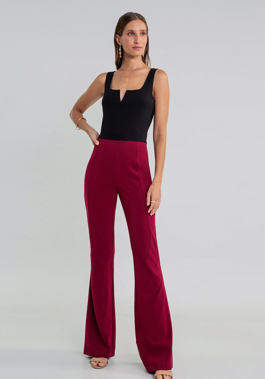 Calça Flare Cintura Alta, BORDO. Calça Flare Cintura Alta, BORDO, large.