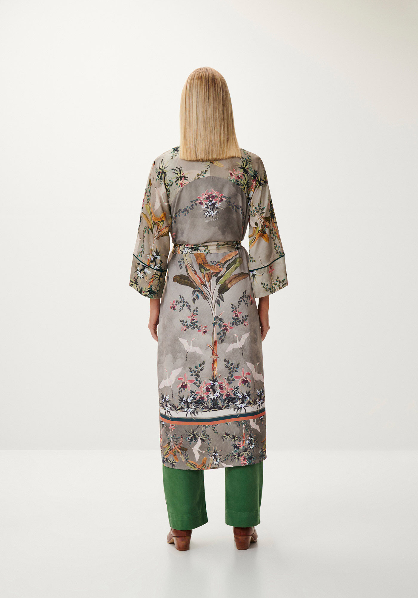 Kimono Alongado Estampado com Cinto, , large.