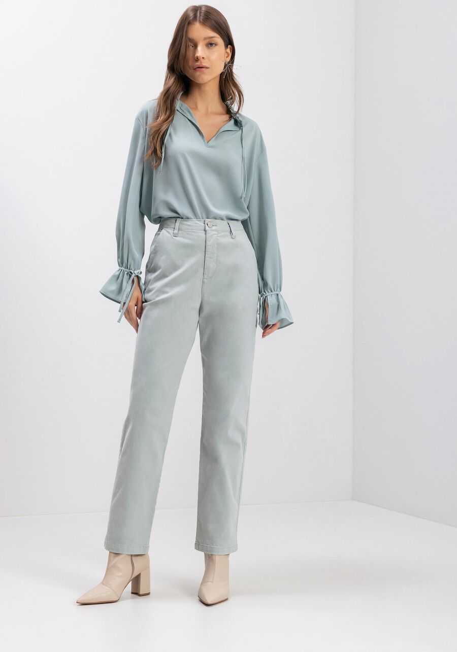 Calça Slim Cropped Com Cintura Alta Em Sarja Com Elastano, . Calça Slim Cropped Com Cintura Alta Em Sarja Com Elastano, , large.