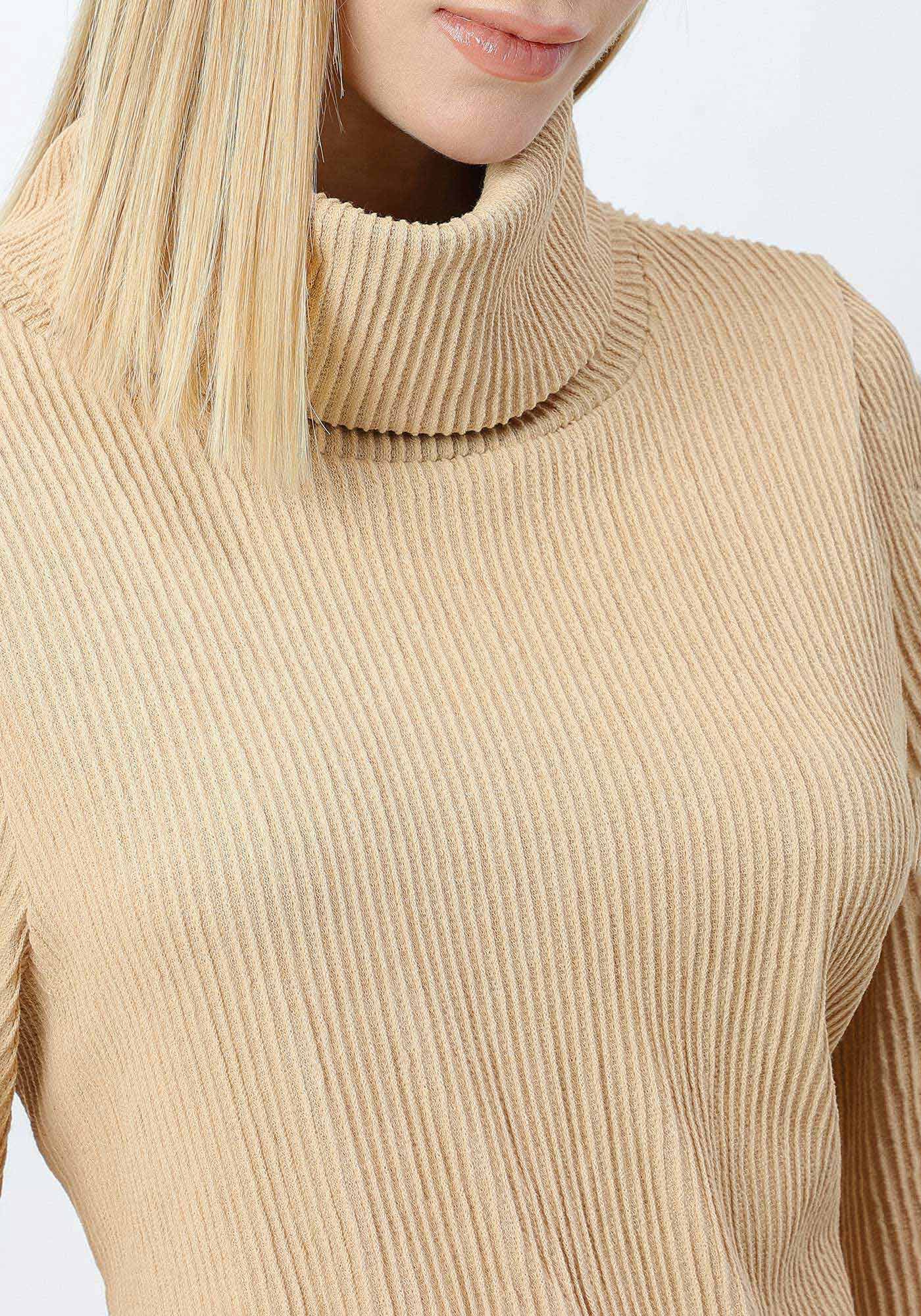 Vestido Curto Manga Longa com M&aacute;xi Gola Alta, , large.