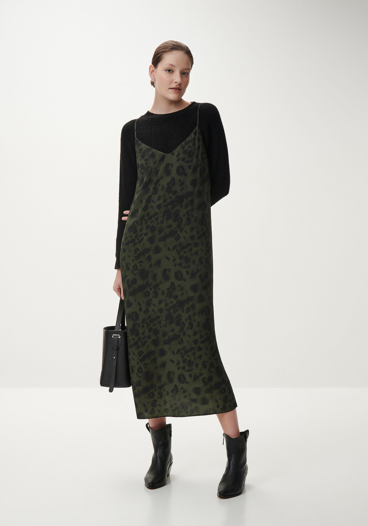 Vestido Midi Slip em Viscose Estampado, FOREST, large.