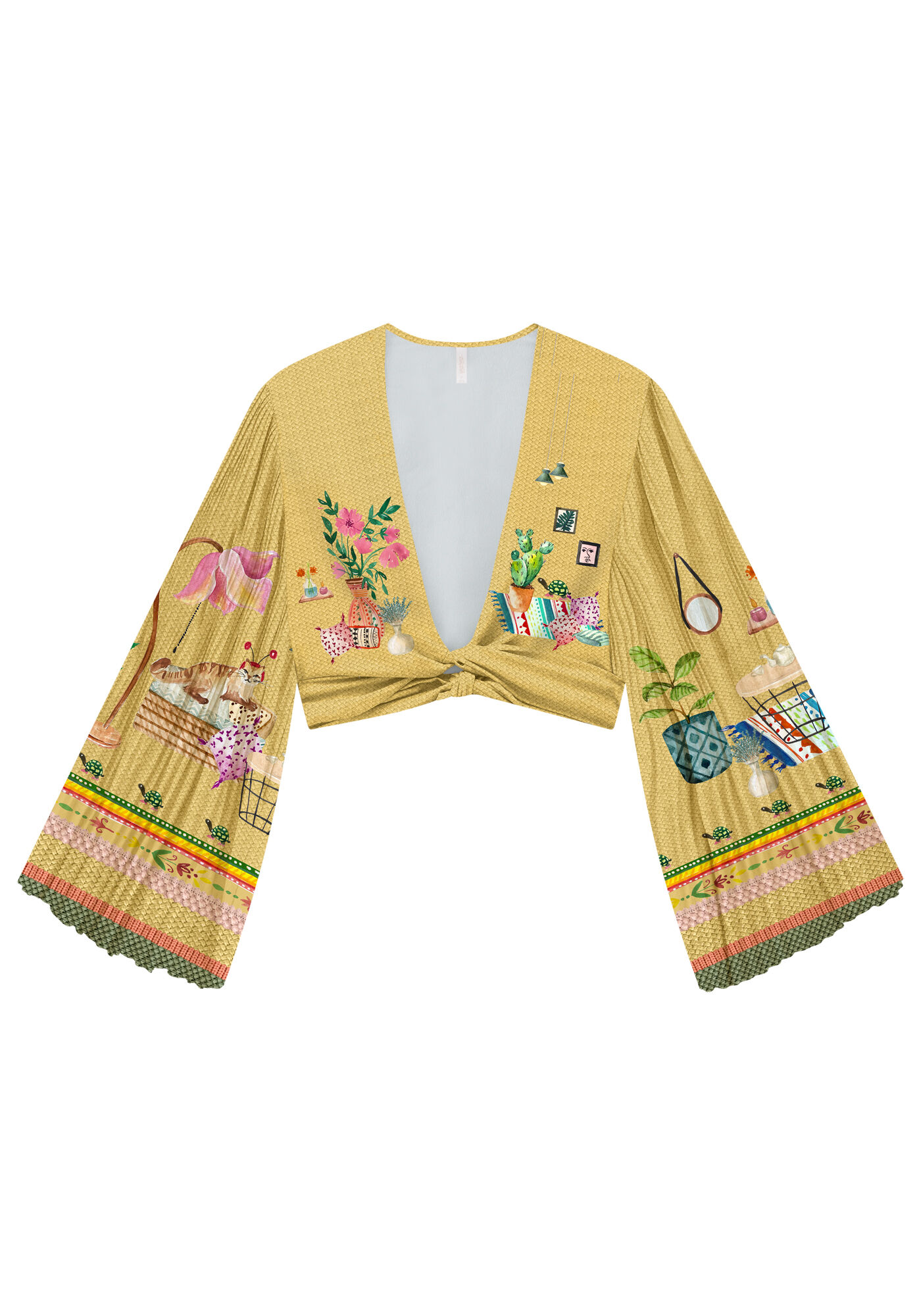 Blusa Cropped com Manga Plissada M&aacute;xi, DOCE LAR, large.