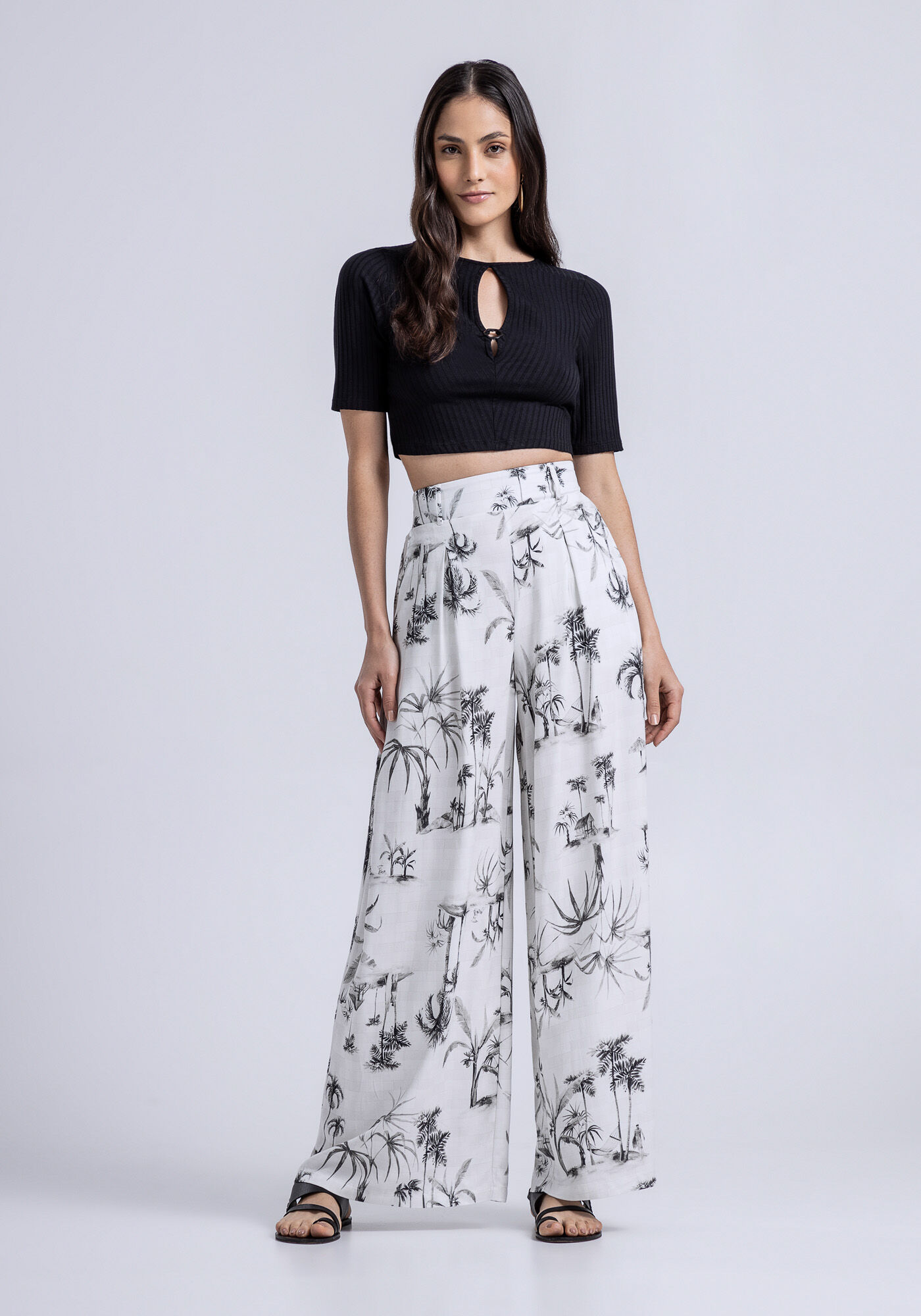 Blusa Cut Out Canelada com Recorte Costas, , large.