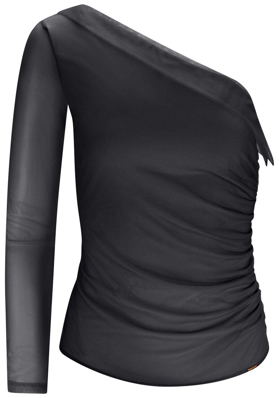 Blusa Ombro Só em Tule com Manga Longa, . Blusa Ombro Só em Tule com Manga Longa, , large.