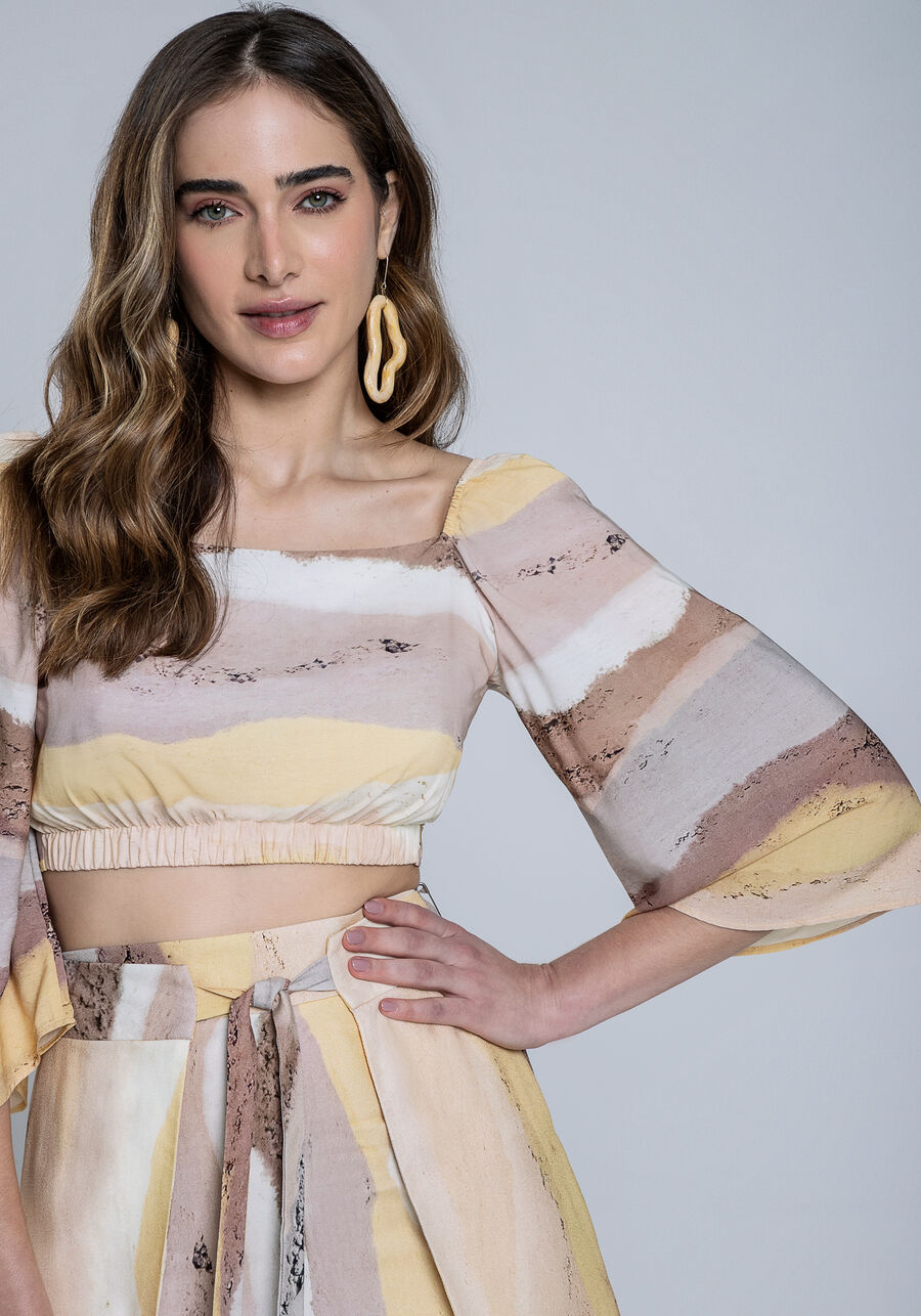 Blusa Cropped em Viscose com Laço Costas, . Blusa Cropped em Viscose com Laço Costas, , large.