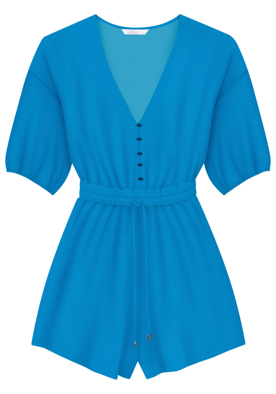 Macacão Curto Manga 3/4 Cores, AZUL ASTER. Macacão Curto Manga 3/4 Cores, AZUL ASTER, large.