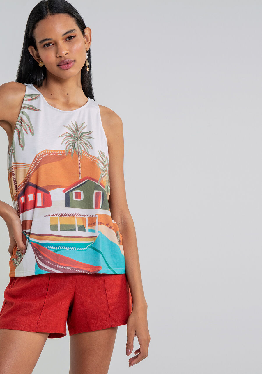 Blusa sem Mangas Estampa, . Blusa sem Mangas Estampa, , large.
