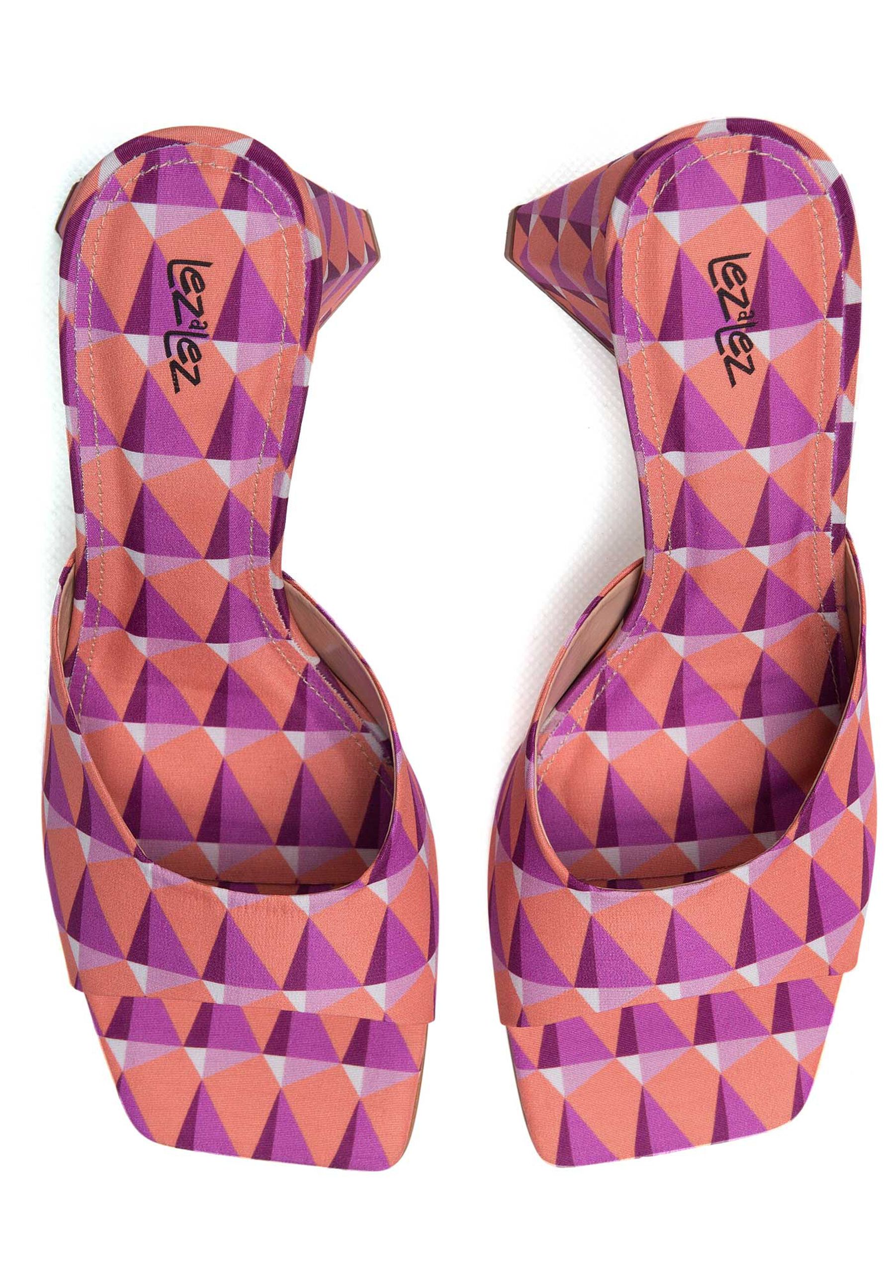 Sandália Mule Estampado com Salto Flare, ICEBERG. Sandália Mule Estampado com Salto Flare, ICEBERG, large.