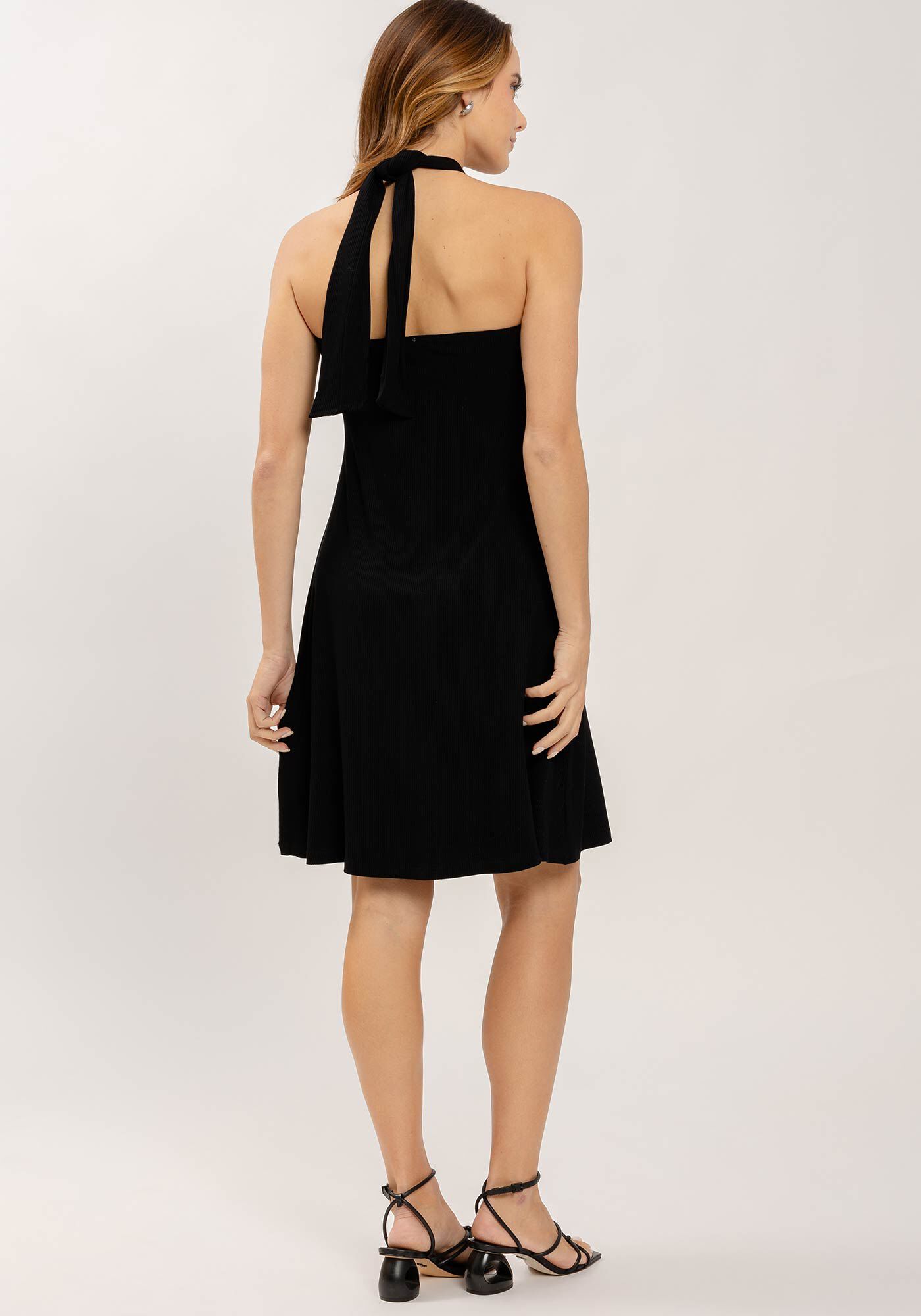 Vestido Curto Canelado Frente &Uacute;nica com Argola, , large.