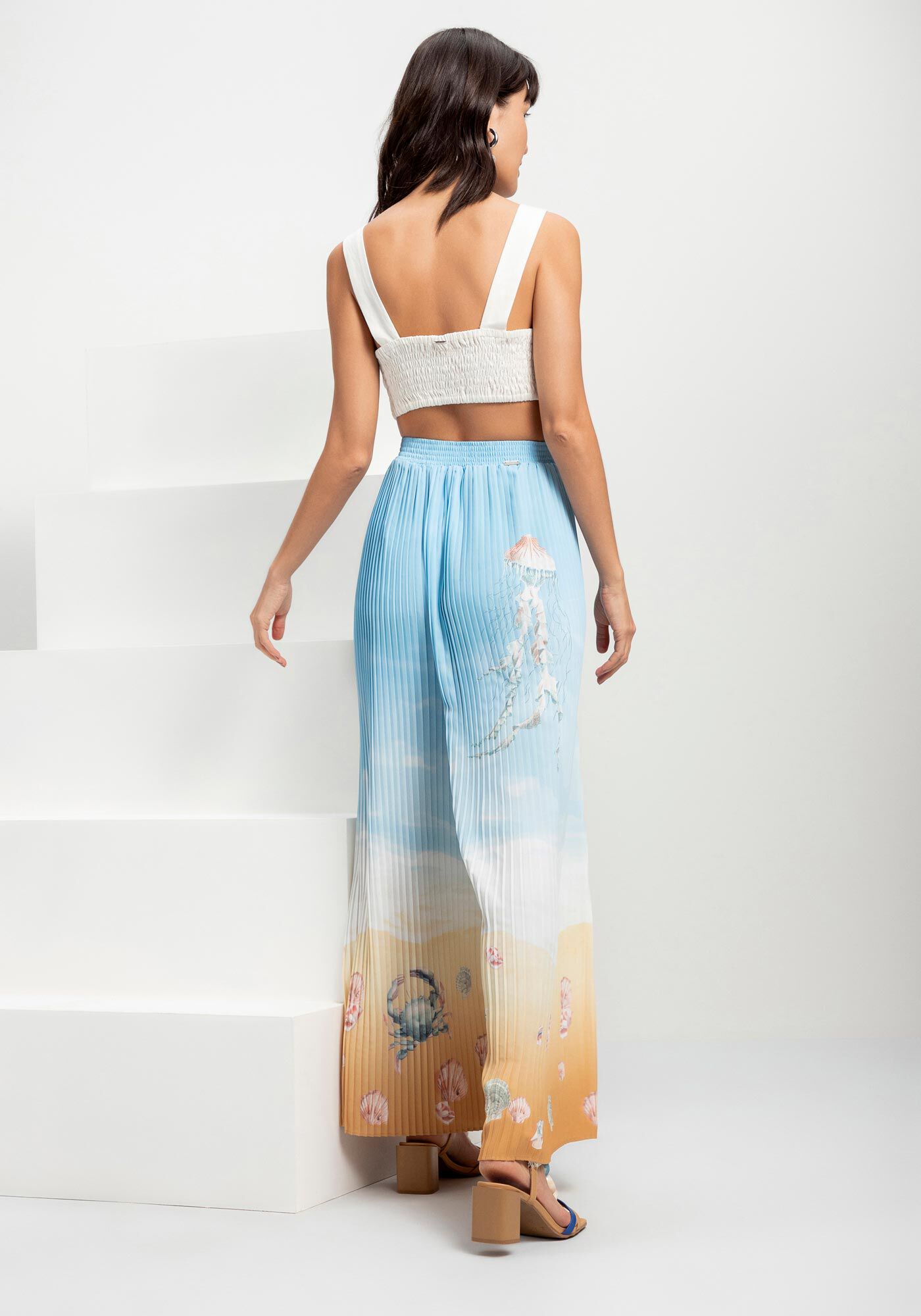 Cal&ccedil;a Pantalona Plissada com Cintura Alta, MILLOR, large.