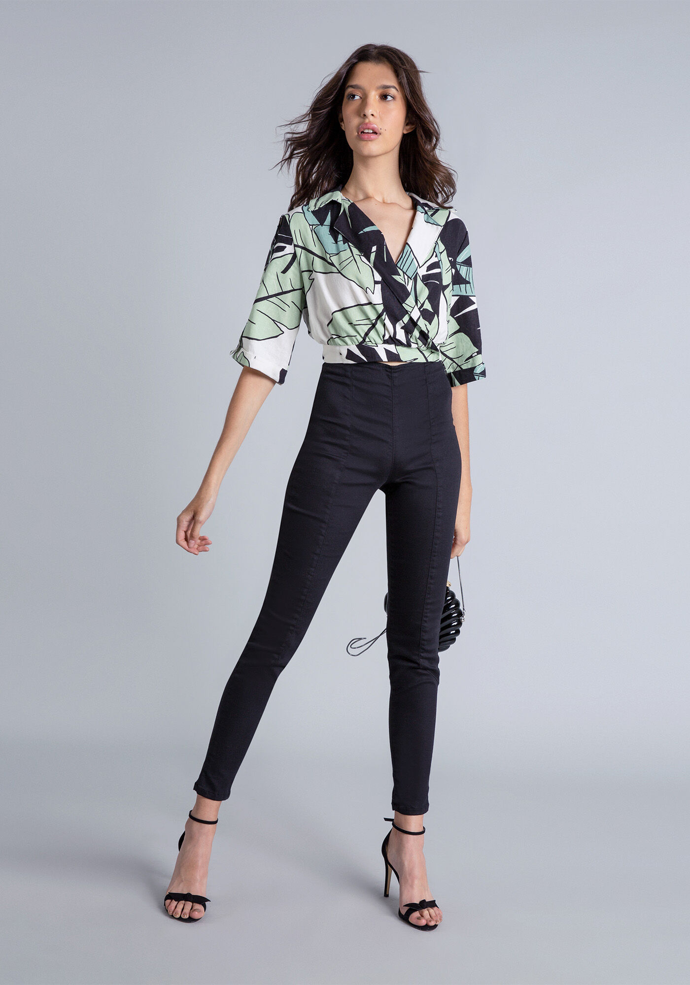 Blusa Cropped Linho Estampa, , large.