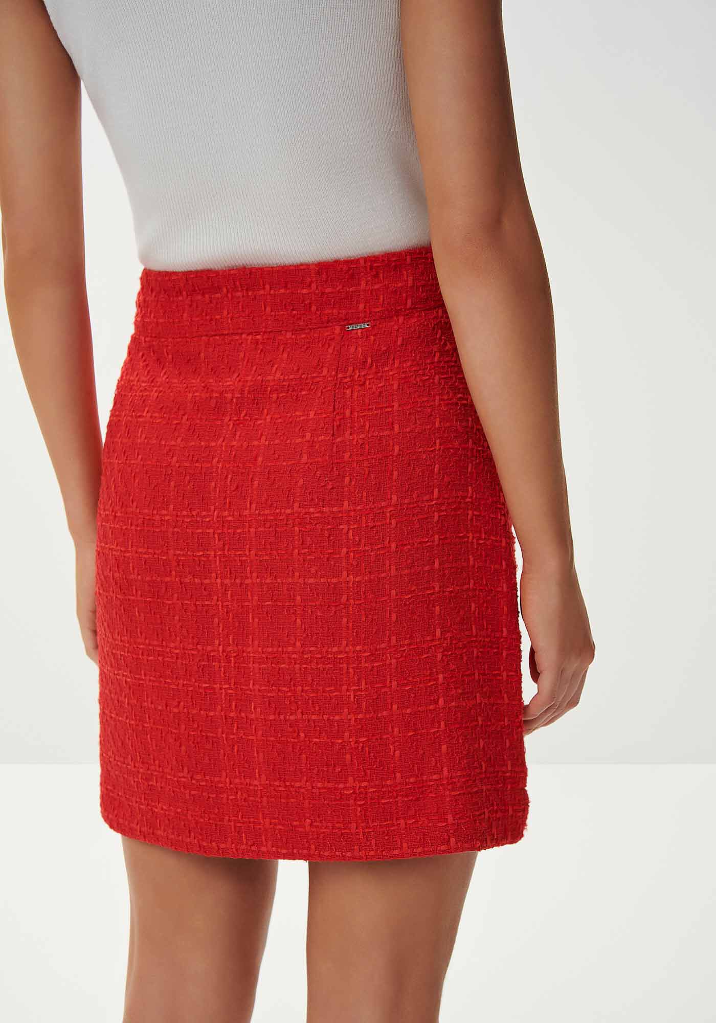 Saia Curta Cintura Alta em Tweed, , large.