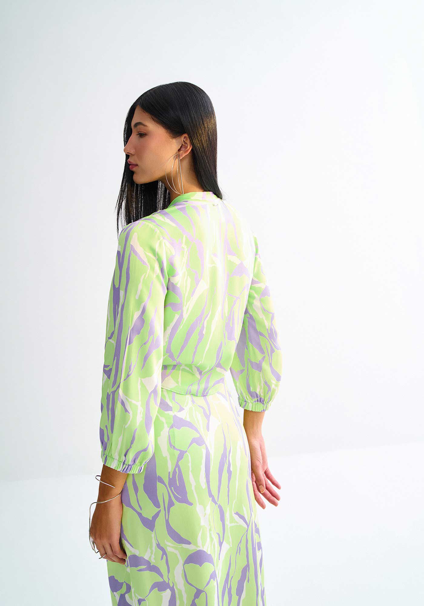 Blusa Cropped Manga 3/4 com Amarra&ccedil;&atilde;o, , large.