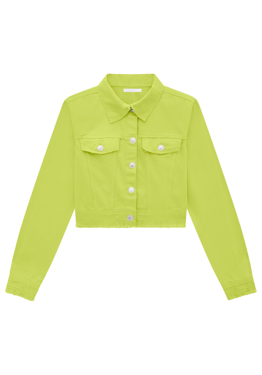Jaqueta Sarja Cropped Color, VERDE NINFA. Jaqueta Sarja Cropped Color, VERDE NINFA, large.