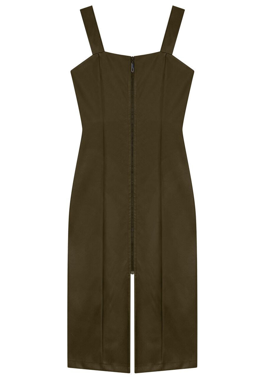 Vestido Midi em PU com Zíper e Fenda, . Vestido Midi em PU com Zíper e Fenda, , large.