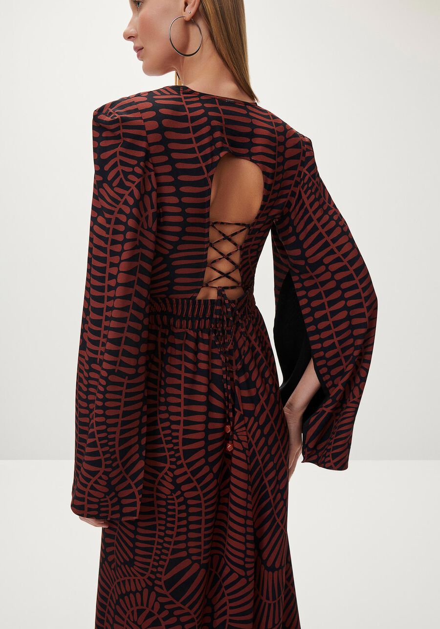 Vestido Longo Estampado com Amarração Costas, . Vestido Longo Estampado com Amarração Costas, , large.