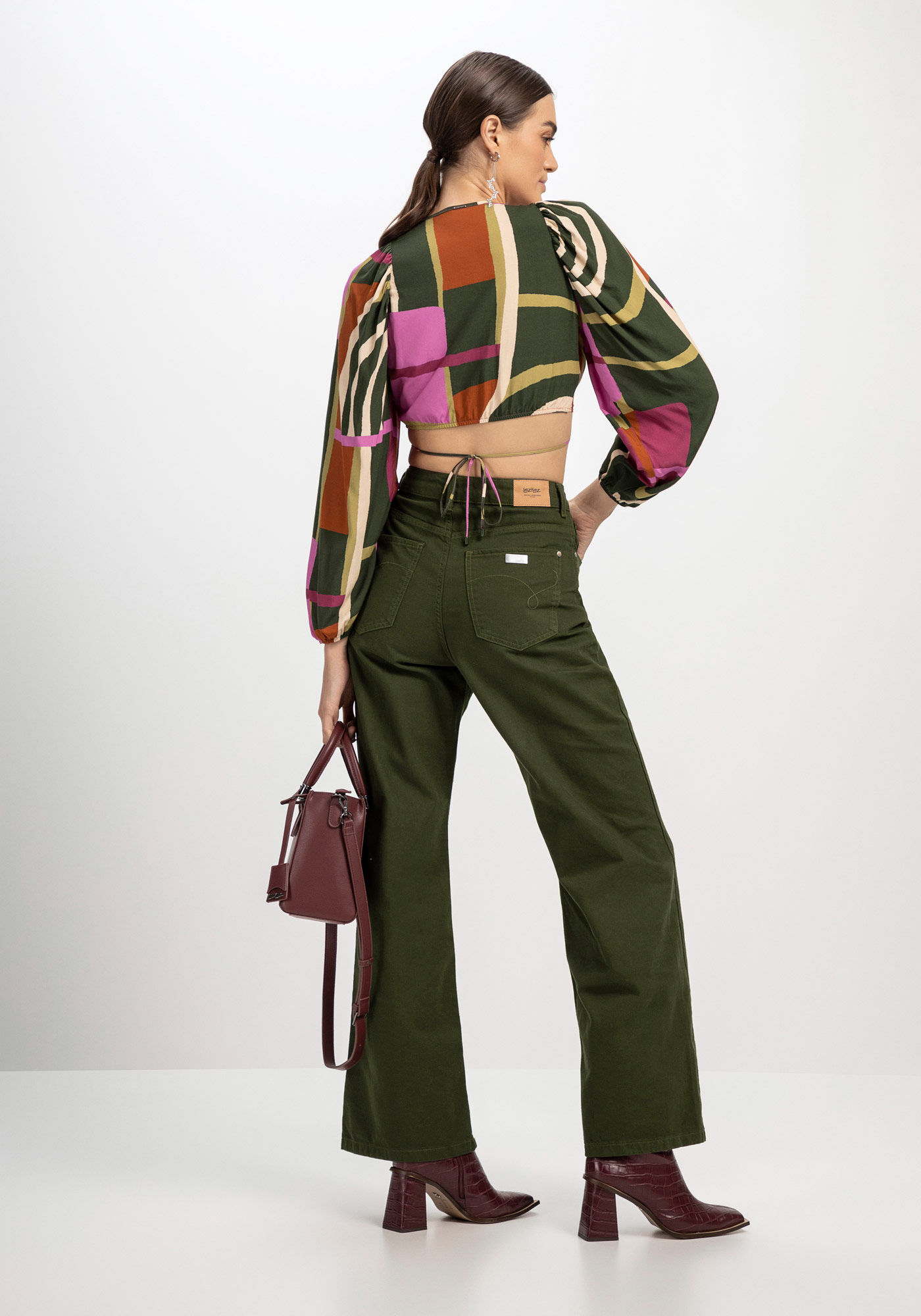 Blusa Manga Longa em Viscose com Amarra&ccedil;&atilde;o, , large.