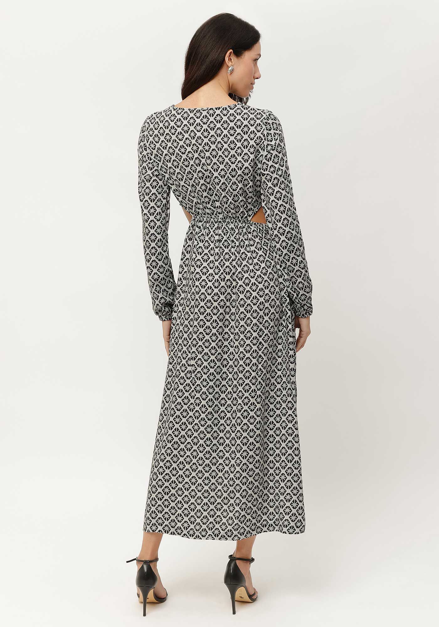 Vestido Midi Manga Longa em Viscose com Cinto | Lez a Lez