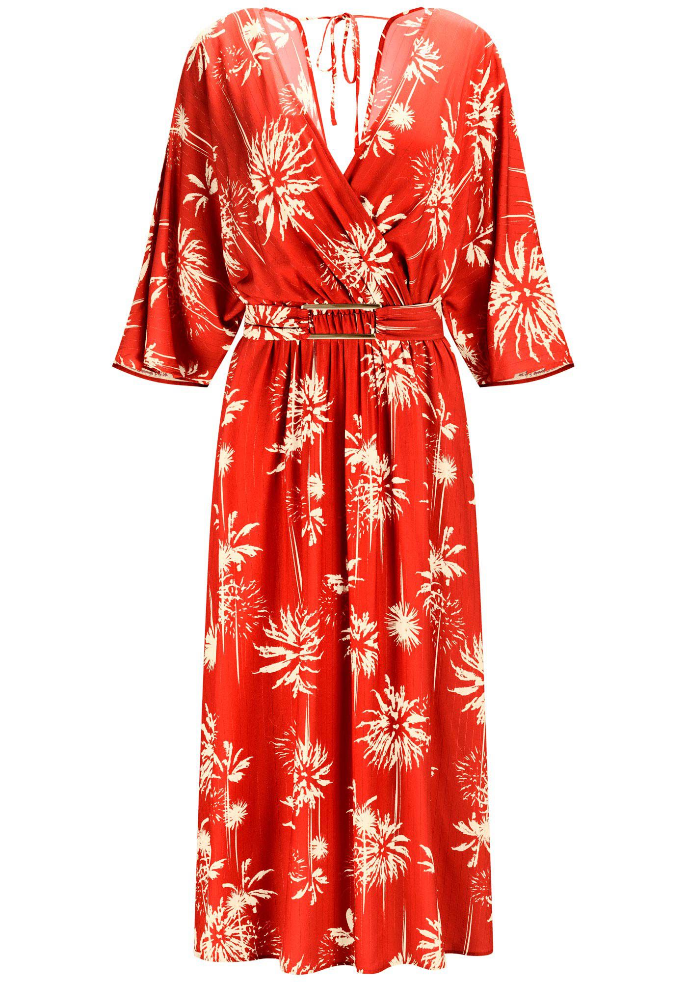 Vestido Midi Estampado em Viscose Lurex com Cinto, , large.