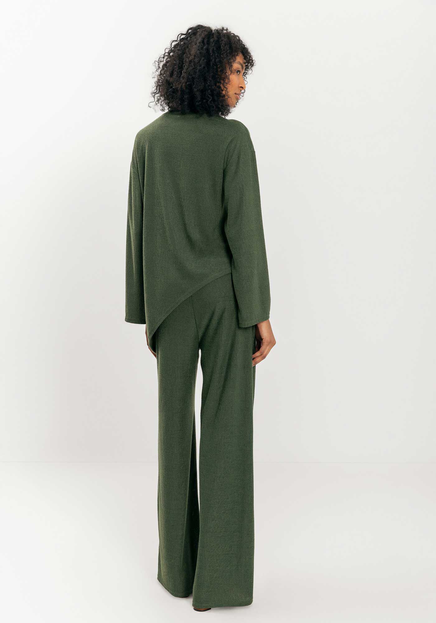 Cal&ccedil;a Pantalona De Cintura Alta Em Malha R&uacute;stica, VERDE COOPER, large.