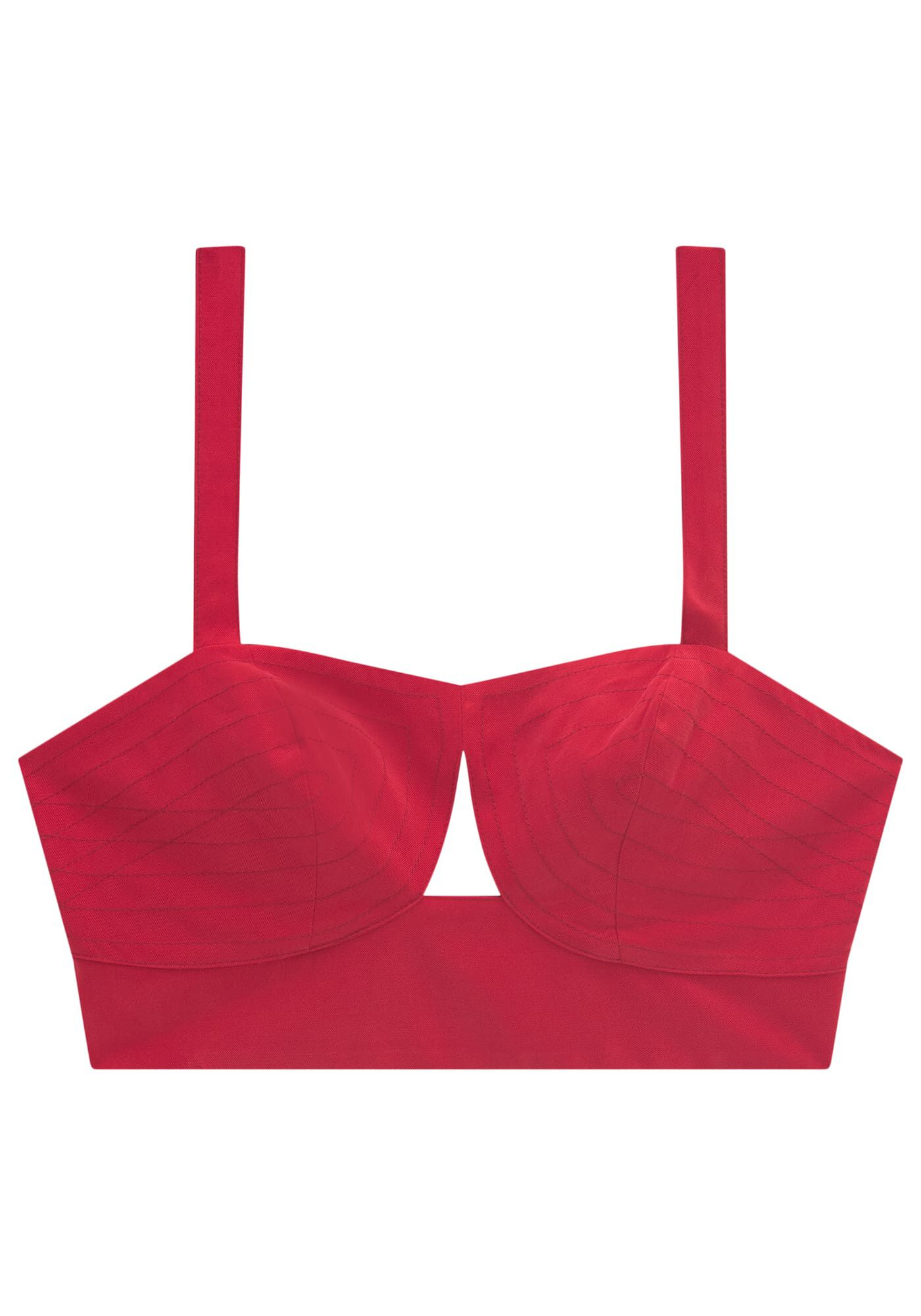 Blusa Cropped em Tecido Plano e Recorte Busto | Lez a Lez